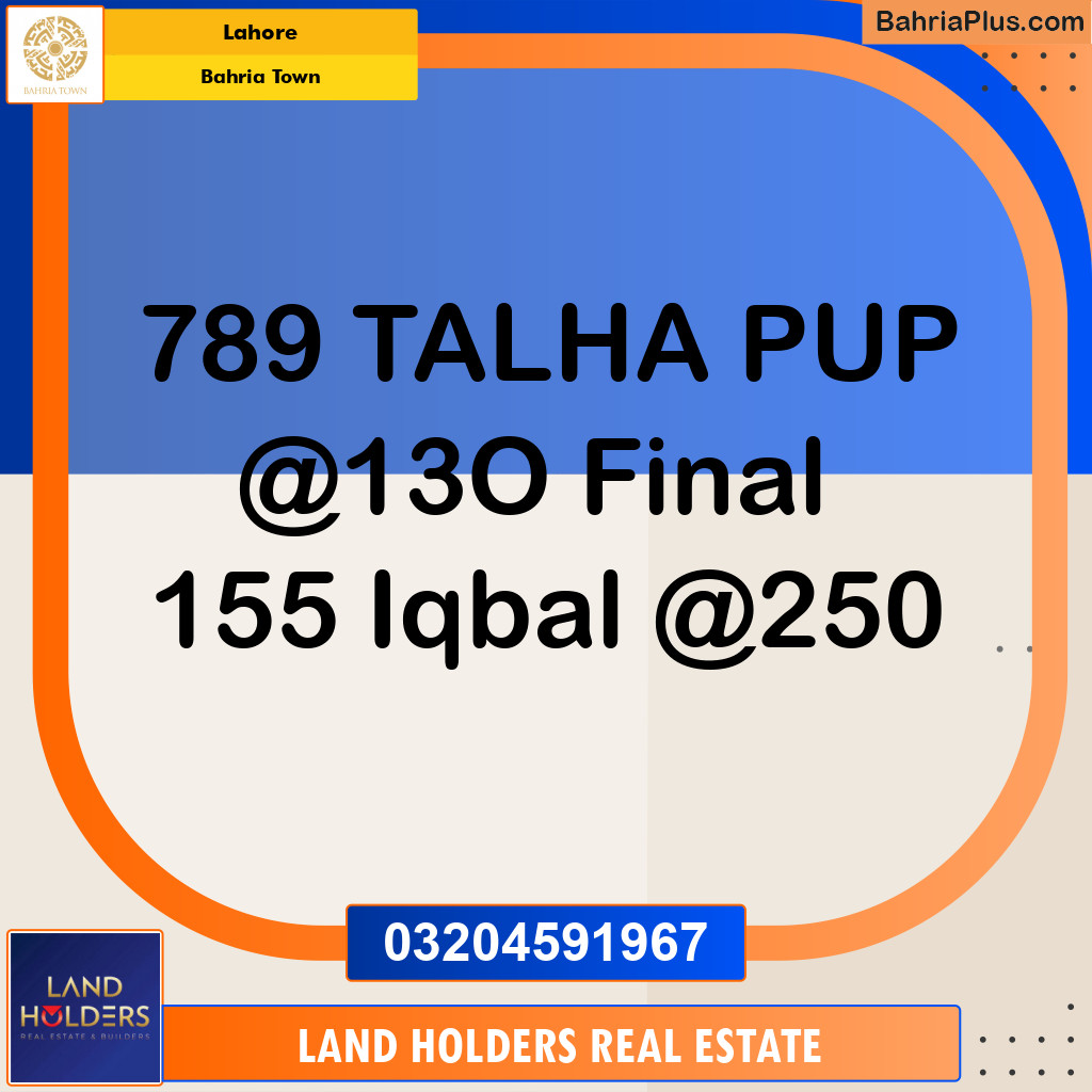 Residential Plot for Sale in Bahria Town, Lahore - (BP-157981)