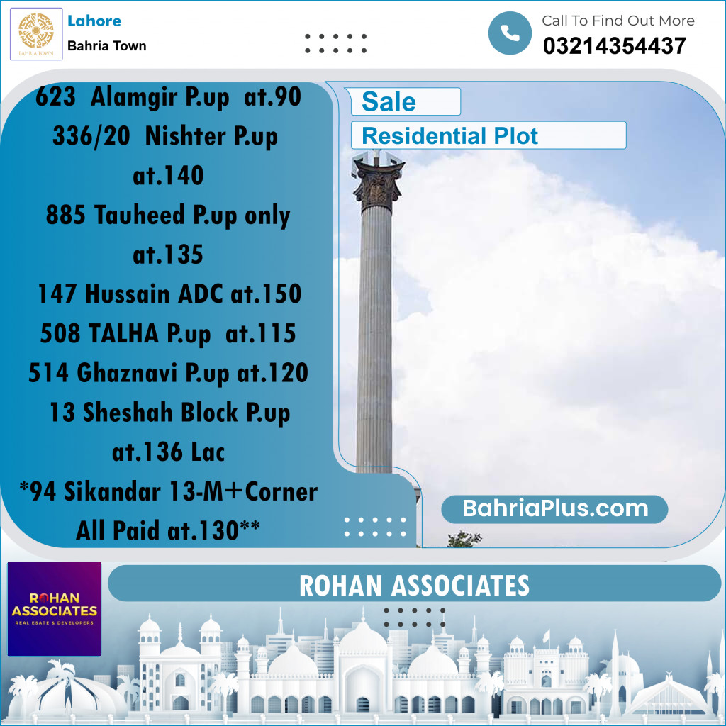 Residential Plot for Sale in Sector F - Alamgir Block -  Bahria Town, Lahore - (BP-157990)