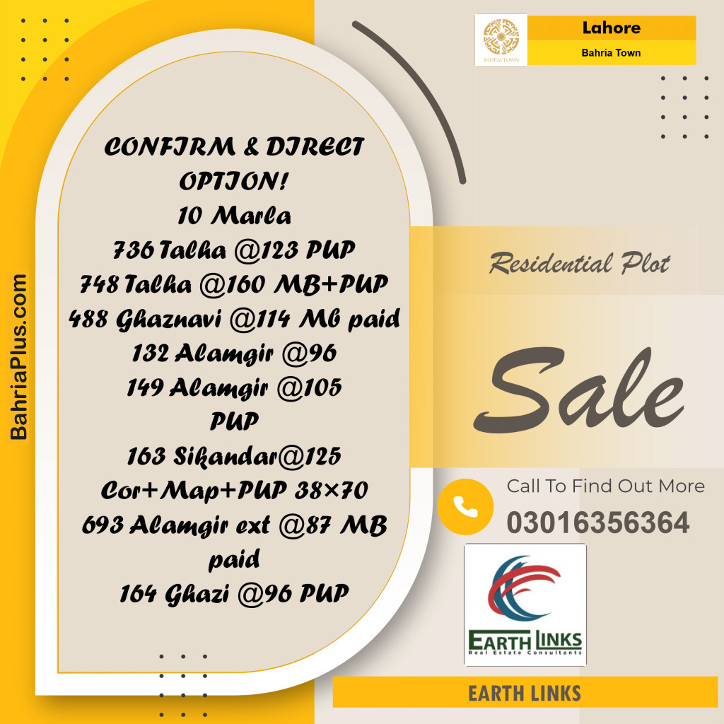 Residential Plot for Sale in Sector F - Talha Block -  Bahria Town, Lahore - (BP-158037)