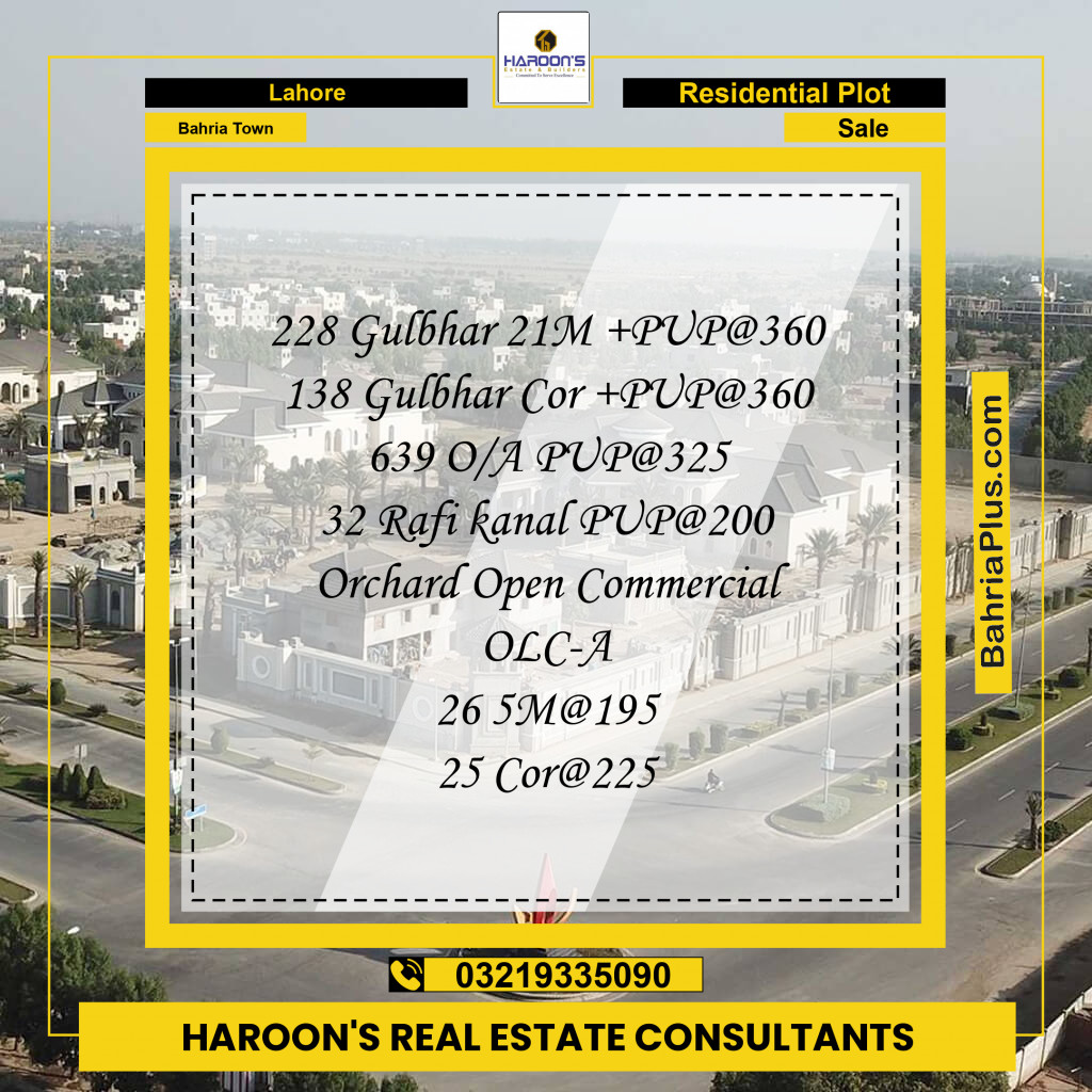 Residential Plot for Sale in Sector C - Gulbahar Block -  Bahria Town, Lahore - (BP-158050)