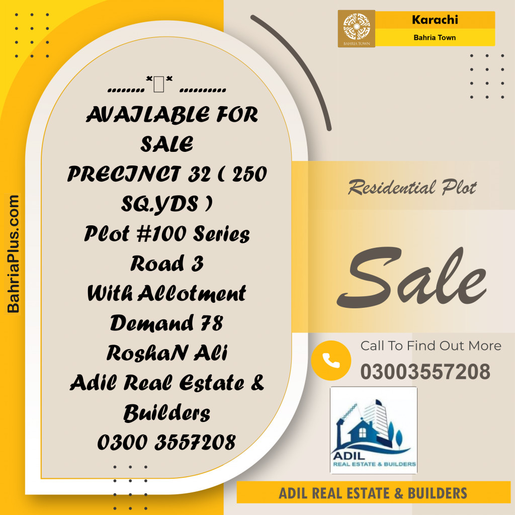 250 Sq. Yards Residential Plot for Sale in Precinct 32 -  Bahria Town, Karachi - (BP-158077)