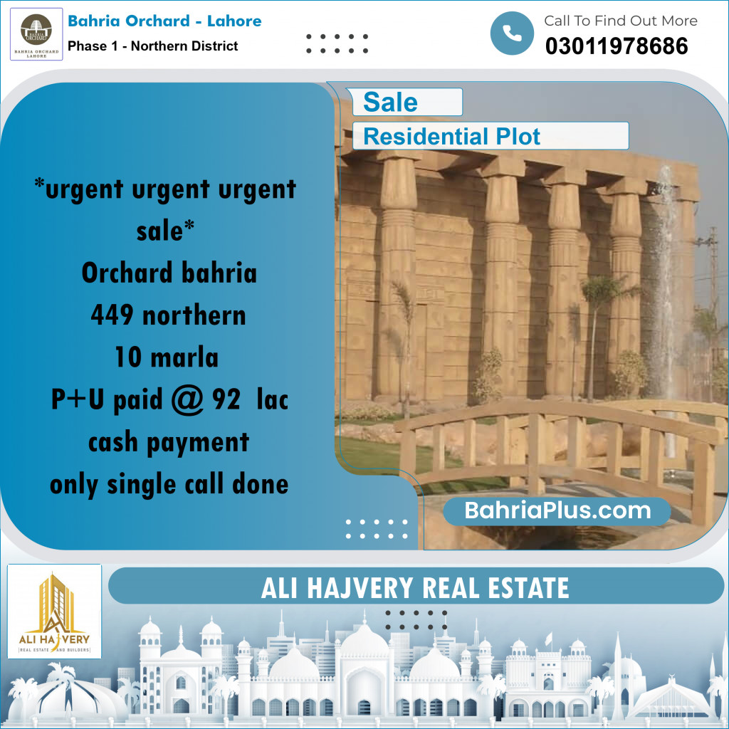 Residential Plot for Sale in Phase 1 - Northern District -  Bahria Orchard, Lahore - (BP-158092)
