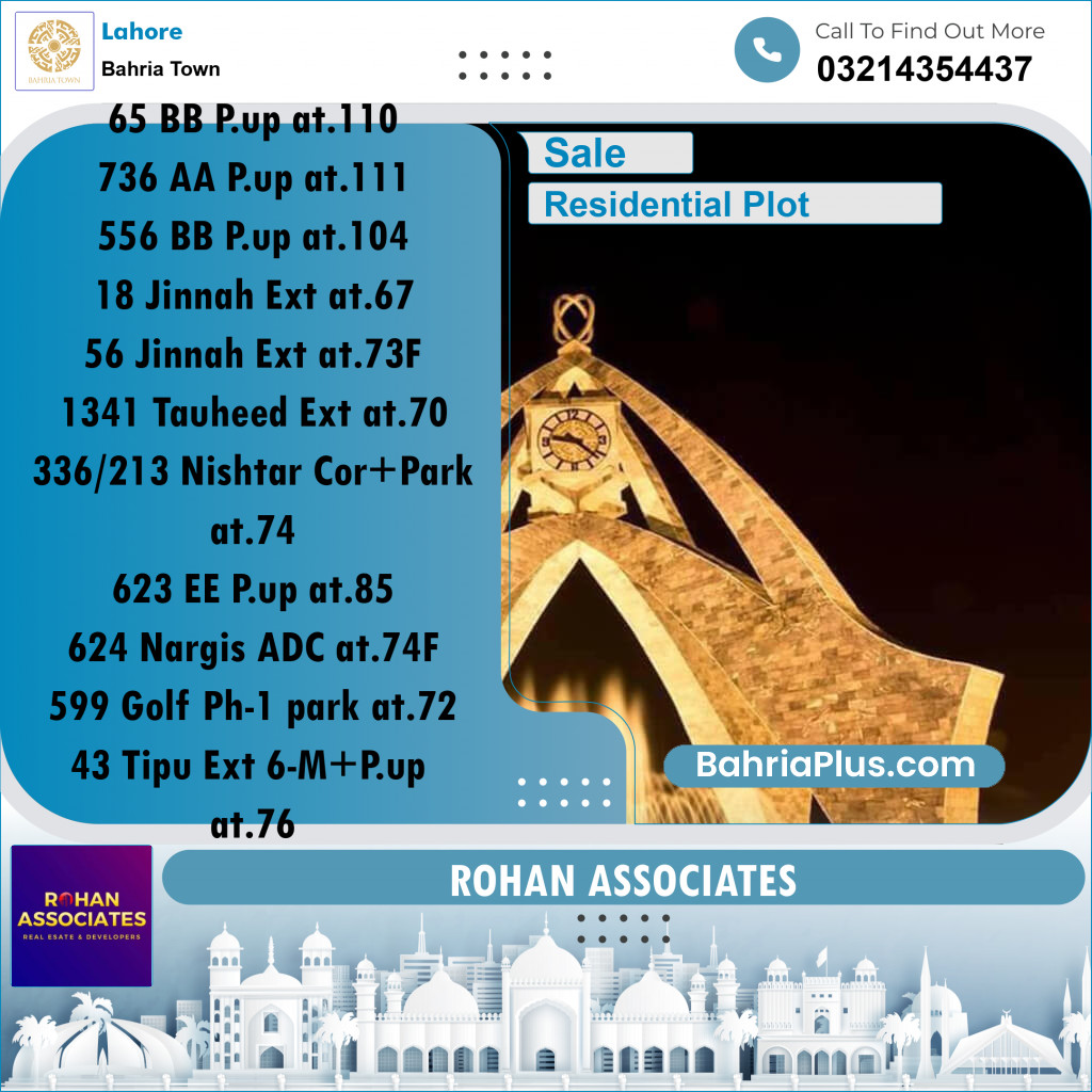 Residential Plot for Sale in Bahria Town, Lahore - (BP-158095)