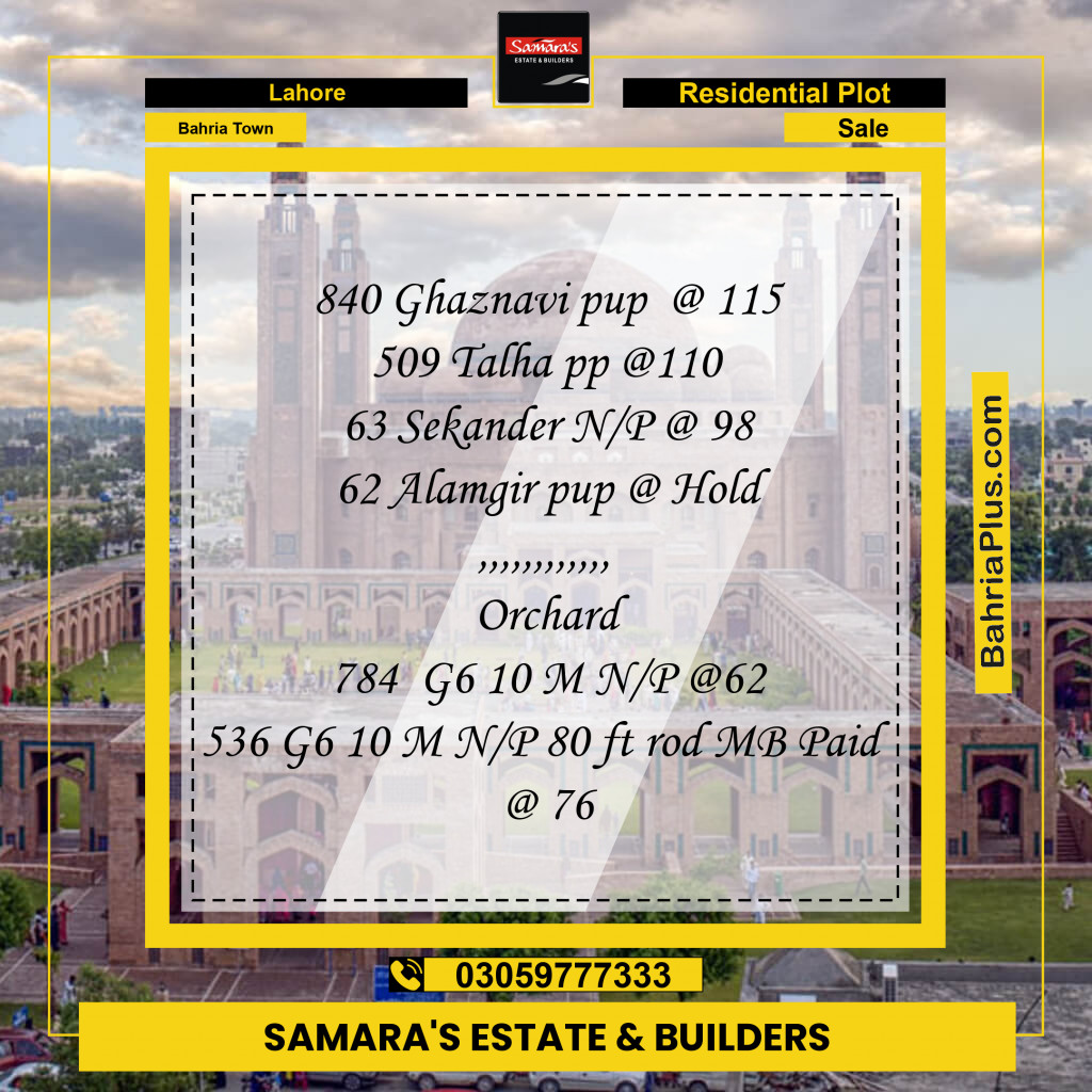 Residential Plot for Sale in Sector F - Ghazi Block -  Bahria Town, Lahore - (BP-158148)