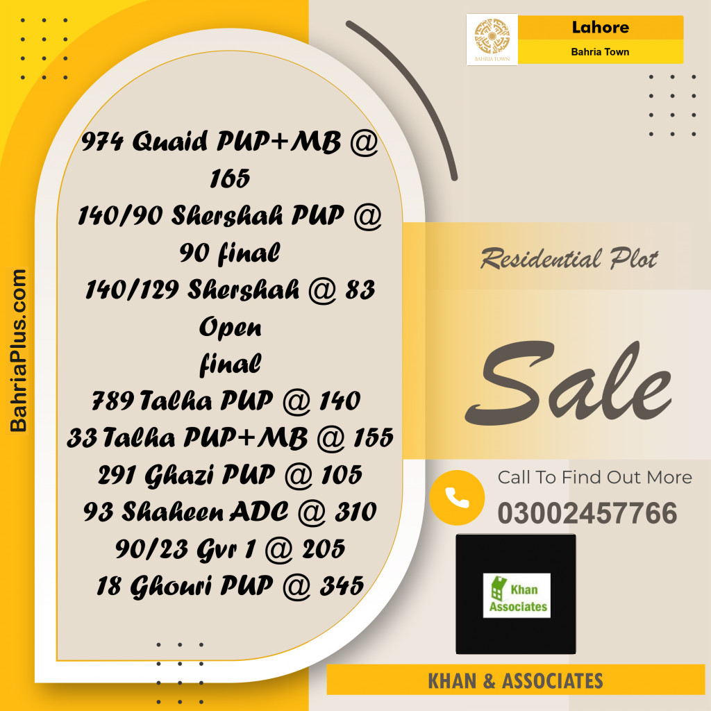 Residential Plot for Sale in Bahria Town, Lahore - (BP-158208)