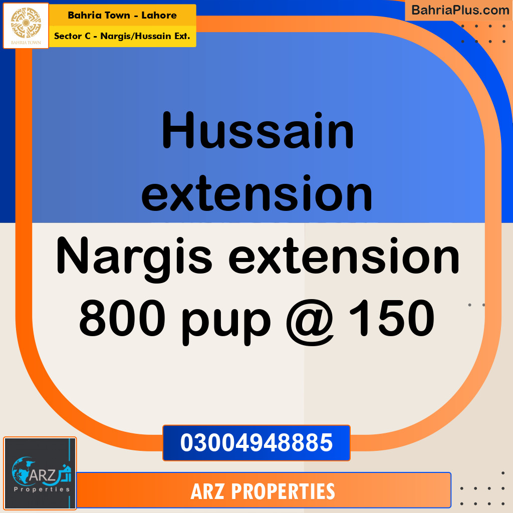 Residential Plot for Sale in Sector C - Nargis/Hussain Ext. -  Bahria Town, Lahore - (BP-158209)