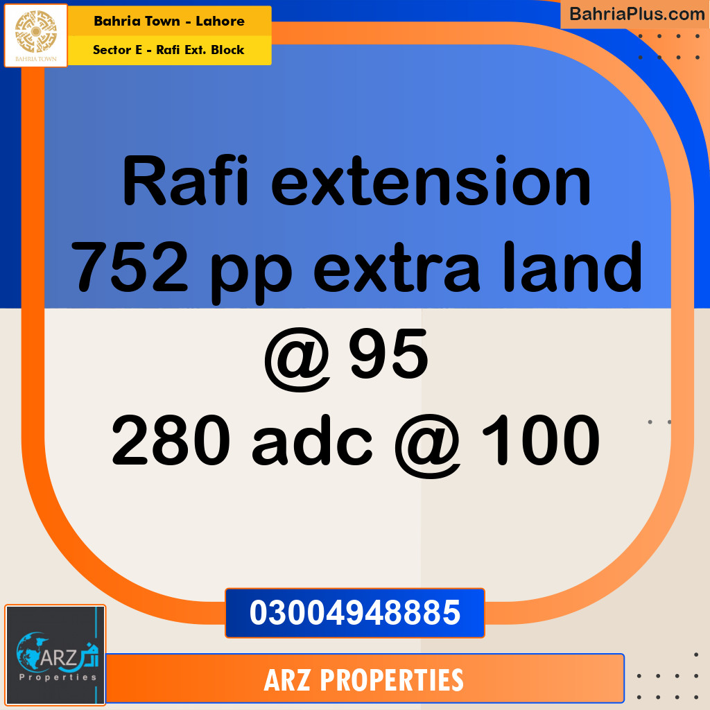 Residential Plot for Sale in Sector E - Rafi Ext. Block -  Bahria Town, Lahore - (BP-158211)