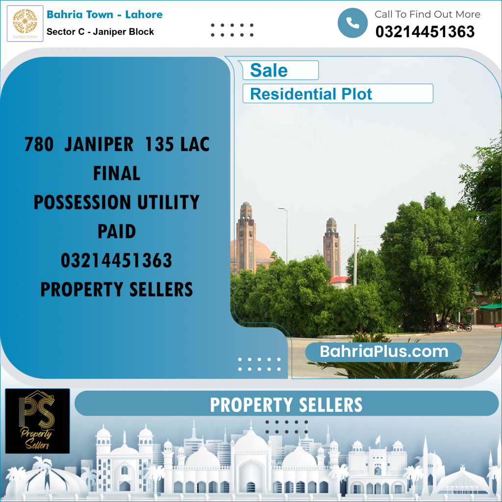 Residential Plot for Sale in Sector C - Janiper Block -  Bahria Town, Lahore - (BP-158233)