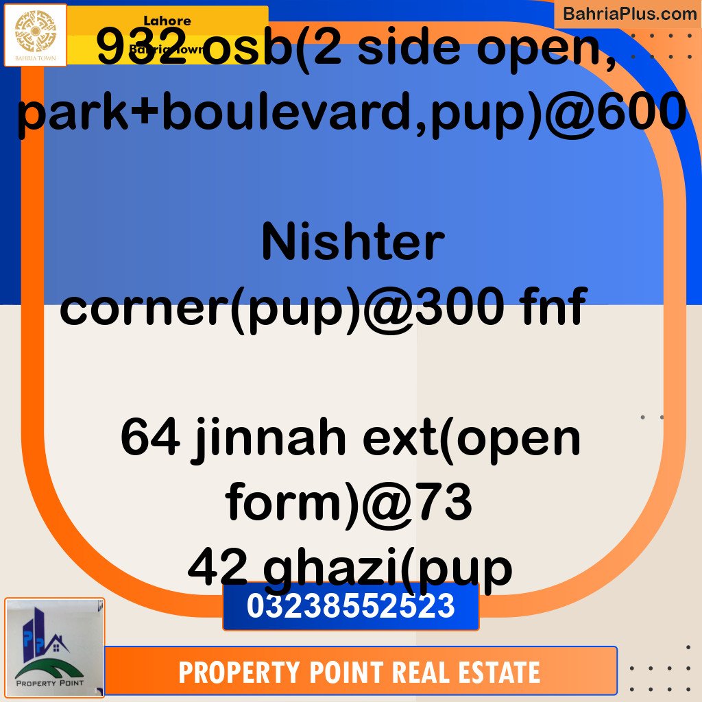 Residential Plot for Sale in Overseas B -  Bahria Town, Lahore - (BP-158276)
