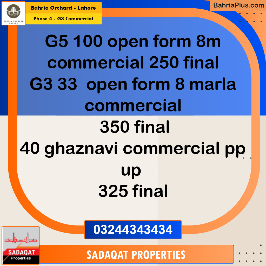 Commercial Plot for Sale in Phase 4 - G3 Commercial -  Bahria Orchard, Lahore - (BP-158282)