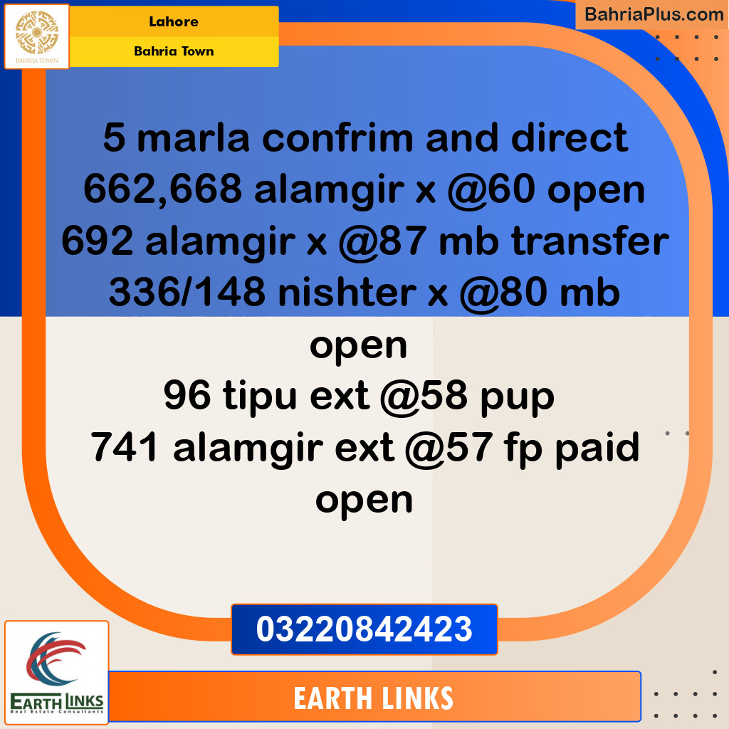 Residential Plot for Sale in Bahria Town, Lahore - (BP-158296)