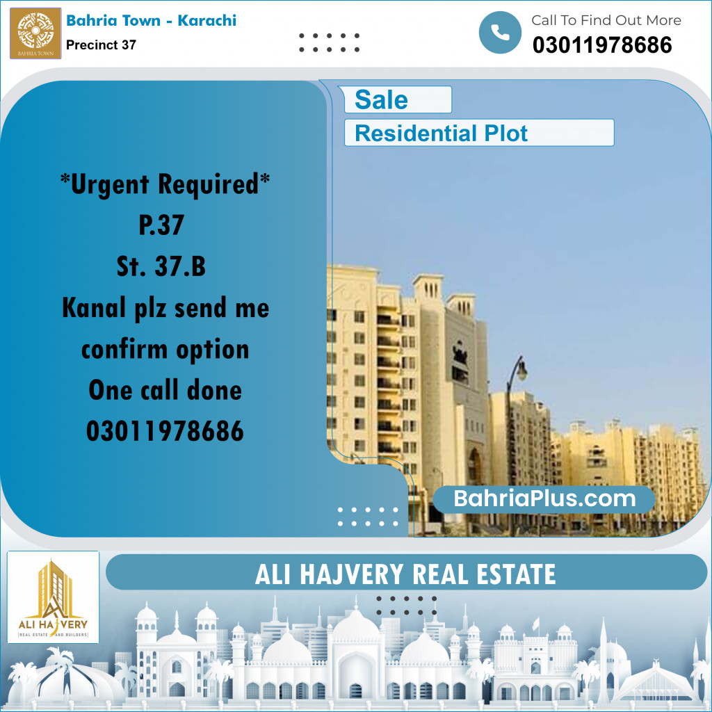 Residential Plot for Sale in Precinct 37 -  Bahria Town, Karachi - (BP-158331)