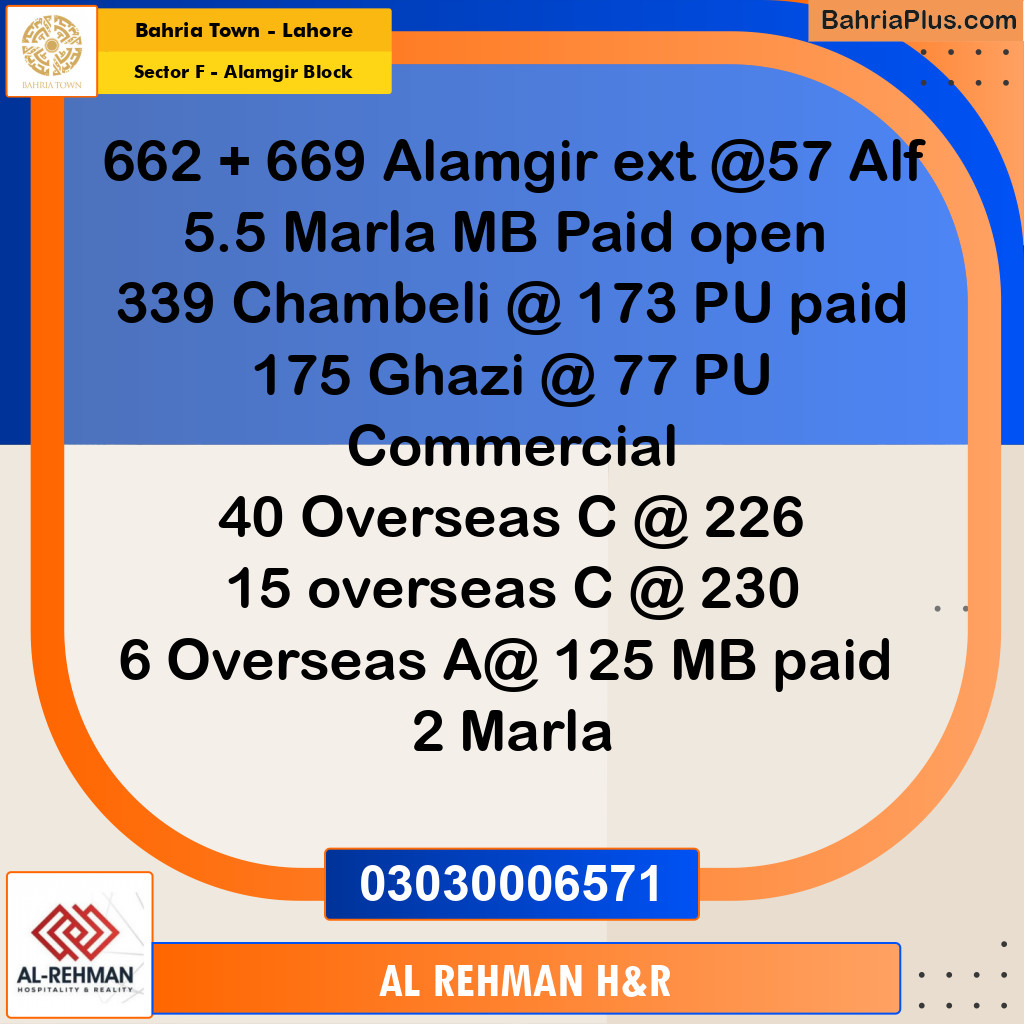 Residential Plot for Sale in Sector F - Alamgir Block -  Bahria Town, Lahore - (BP-158345)