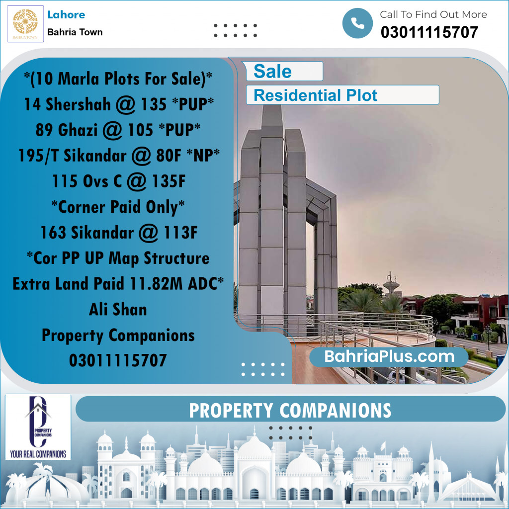 Residential Plot for Sale in Sector F - Shershah Block -  Bahria Town, Lahore - (BP-158346)