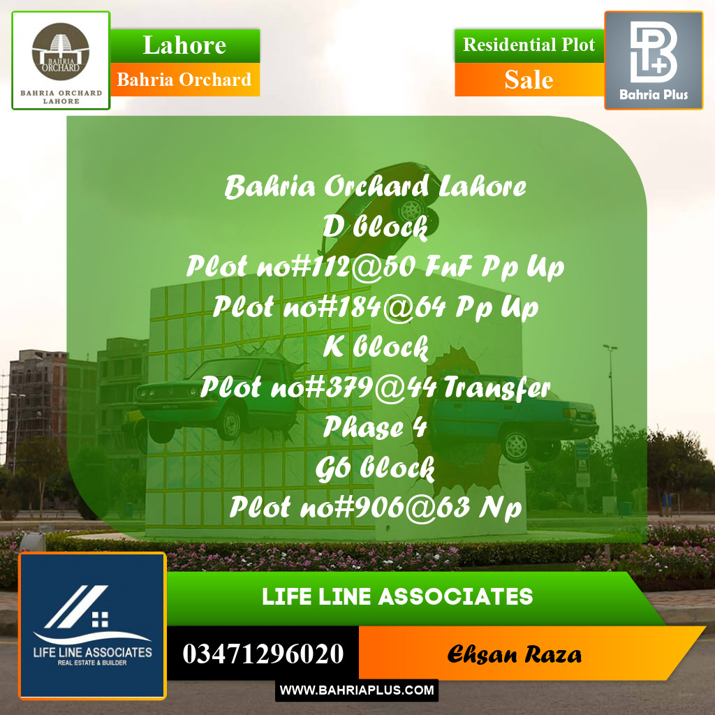 Residential Plot for Sale in Phase 2 - D Block -  Bahria Orchard, Lahore - (BP-158355)