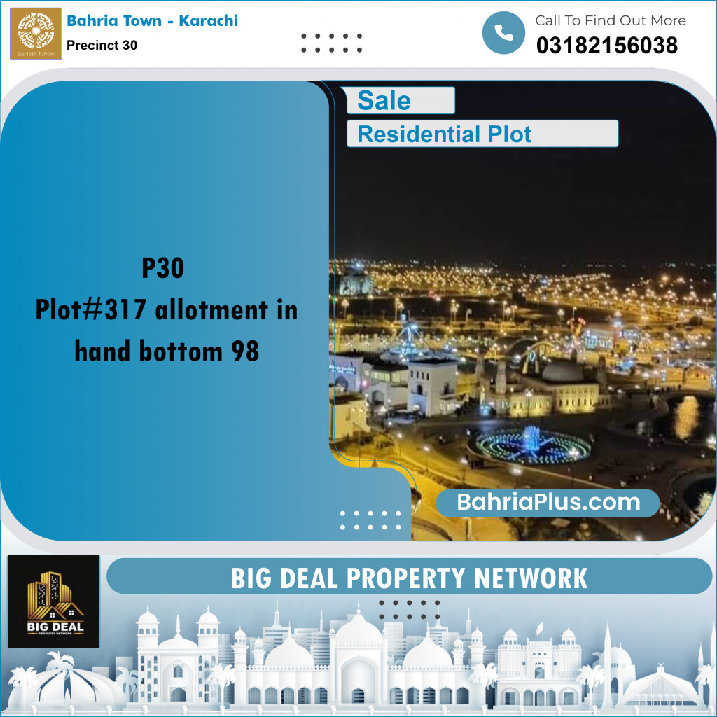250 Sq. Yards Residential Plot for Sale in Precinct 30 -  Bahria Town, Karachi - (BP-158357)