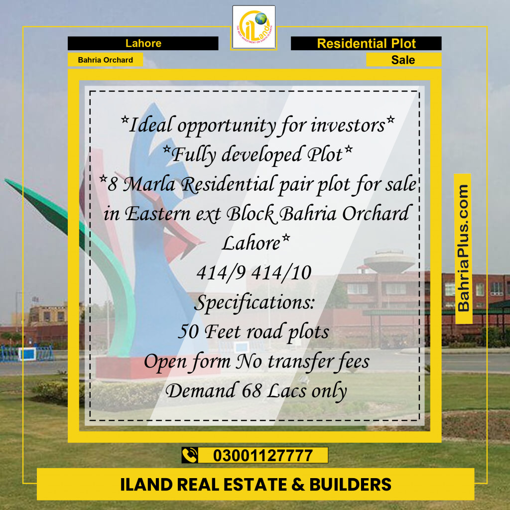 Residential Plot for Sale in Bahria Orchard, Lahore - (BP-158359)