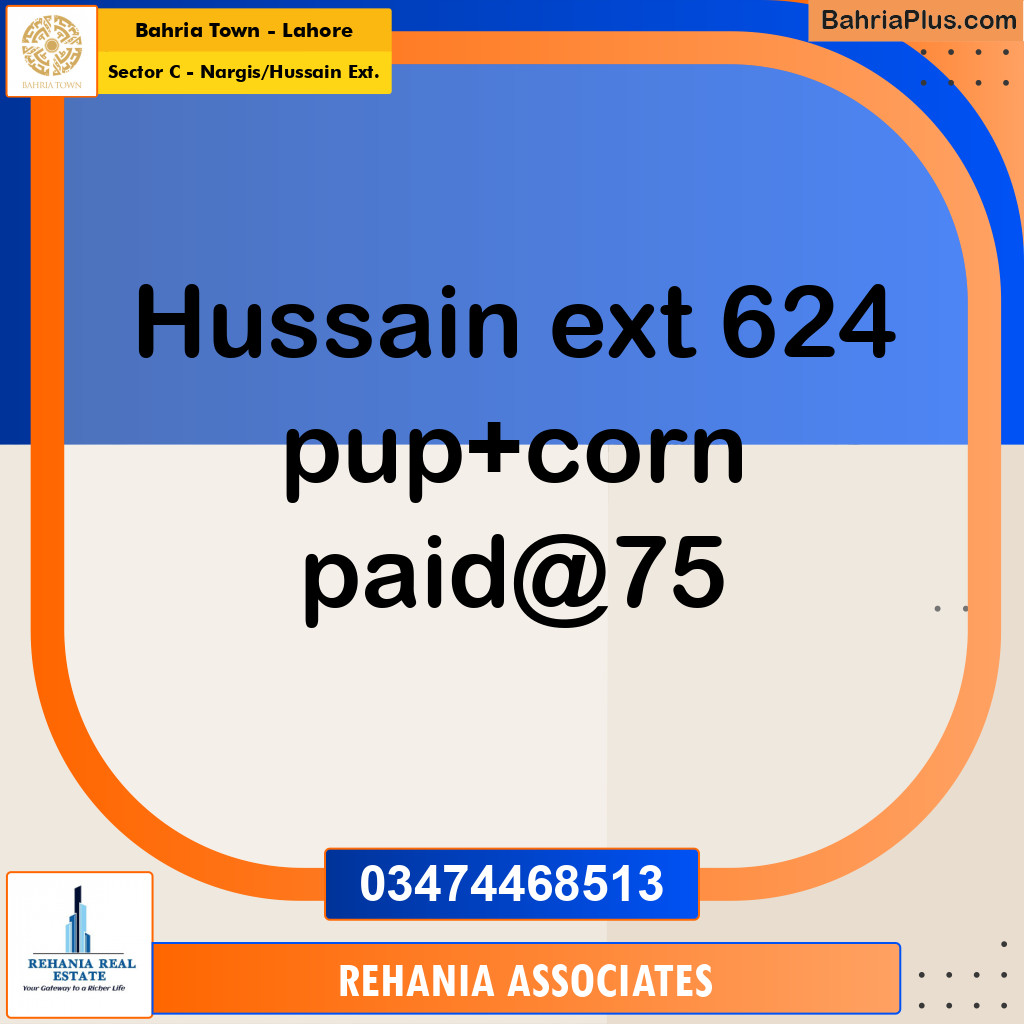 Residential Plot for Sale in Sector C - Nargis/Hussain Ext. -  Bahria Town, Lahore - (BP-158375)