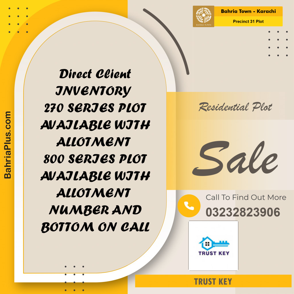 Residential Plot for Sale in Precinct 31 Plot -  Bahria Town, Karachi - (BP-158381)