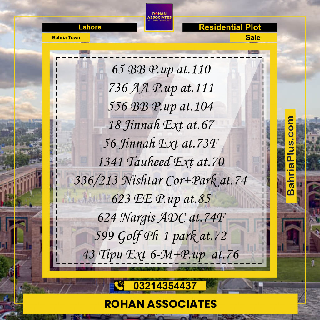Residential Plot for Sale in Bahria Town, Lahore - (BP-158396)