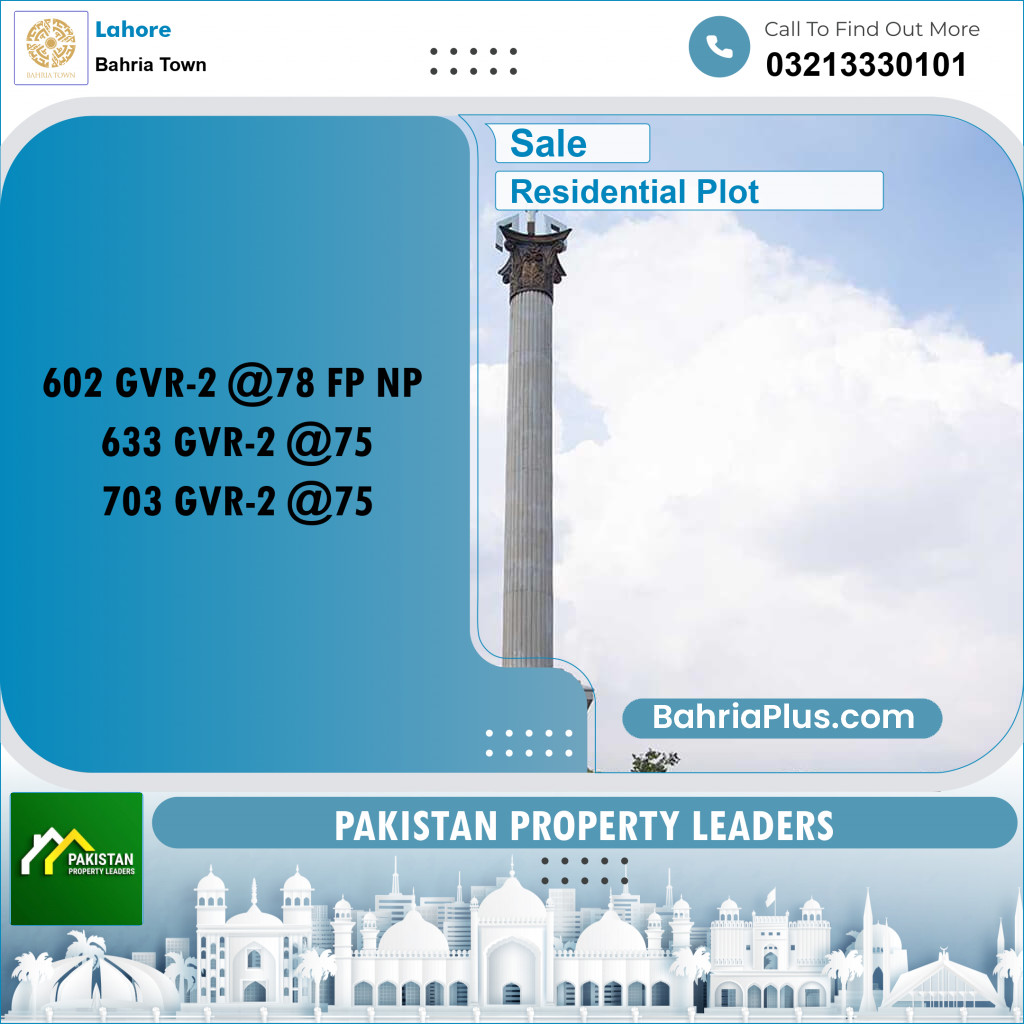 Residential Plot for Sale in Bahria Town, Lahore - (BP-158429)