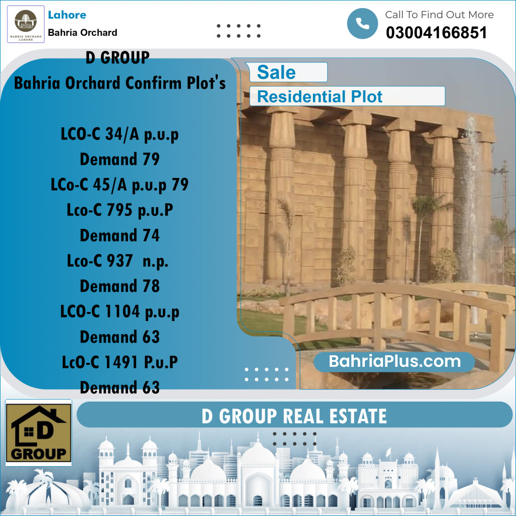 Residential Plot for Sale in Bahria Orchard, Lahore - (BP-158442)