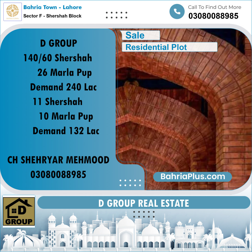 Residential Plot for Sale in Sector F - Shershah Block -  Bahria Town, Lahore - (BP-158453)