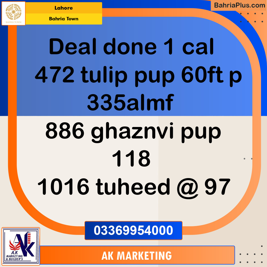 Residential Plot for Sale in Bahria Town, Lahore - (BP-158473)