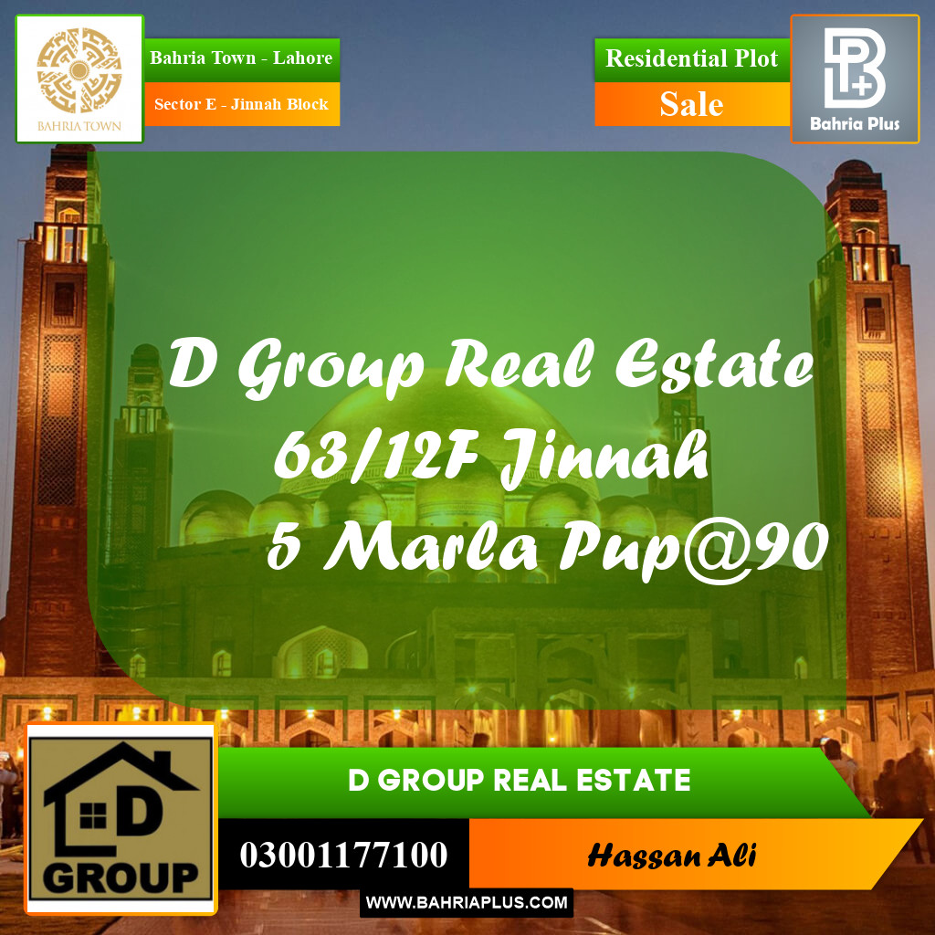 Residential Plot for Sale in Sector E - Jinnah Block -  Bahria Town, Lahore - (BP-158488)