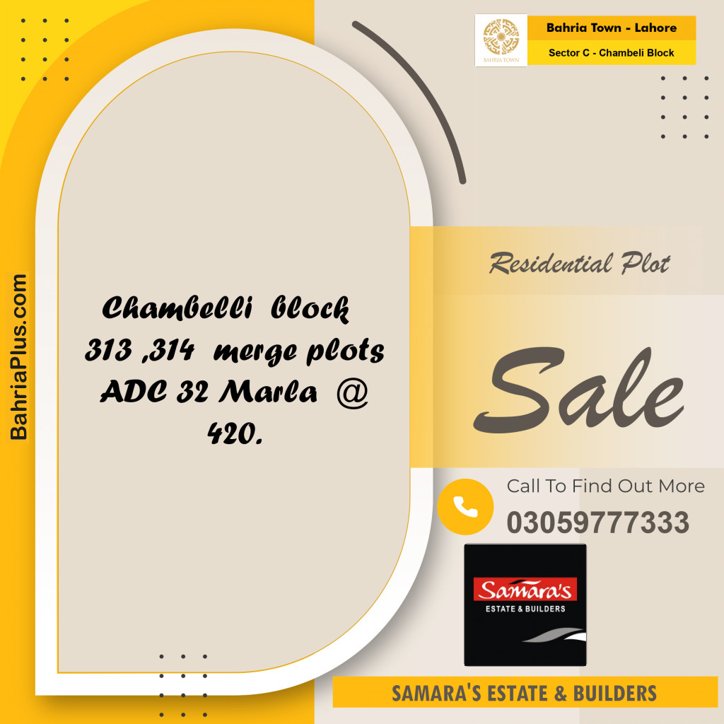 Residential Plot for Sale in Sector C - Chambeli Block -  Bahria Town, Lahore - (BP-158497)
