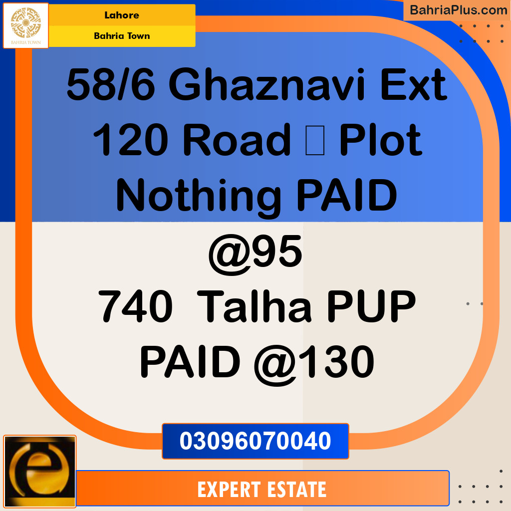 Residential Plot for Sale in Sector F - Ghaznavi Ext. Block -  Bahria Town, Lahore - (BP-158531)