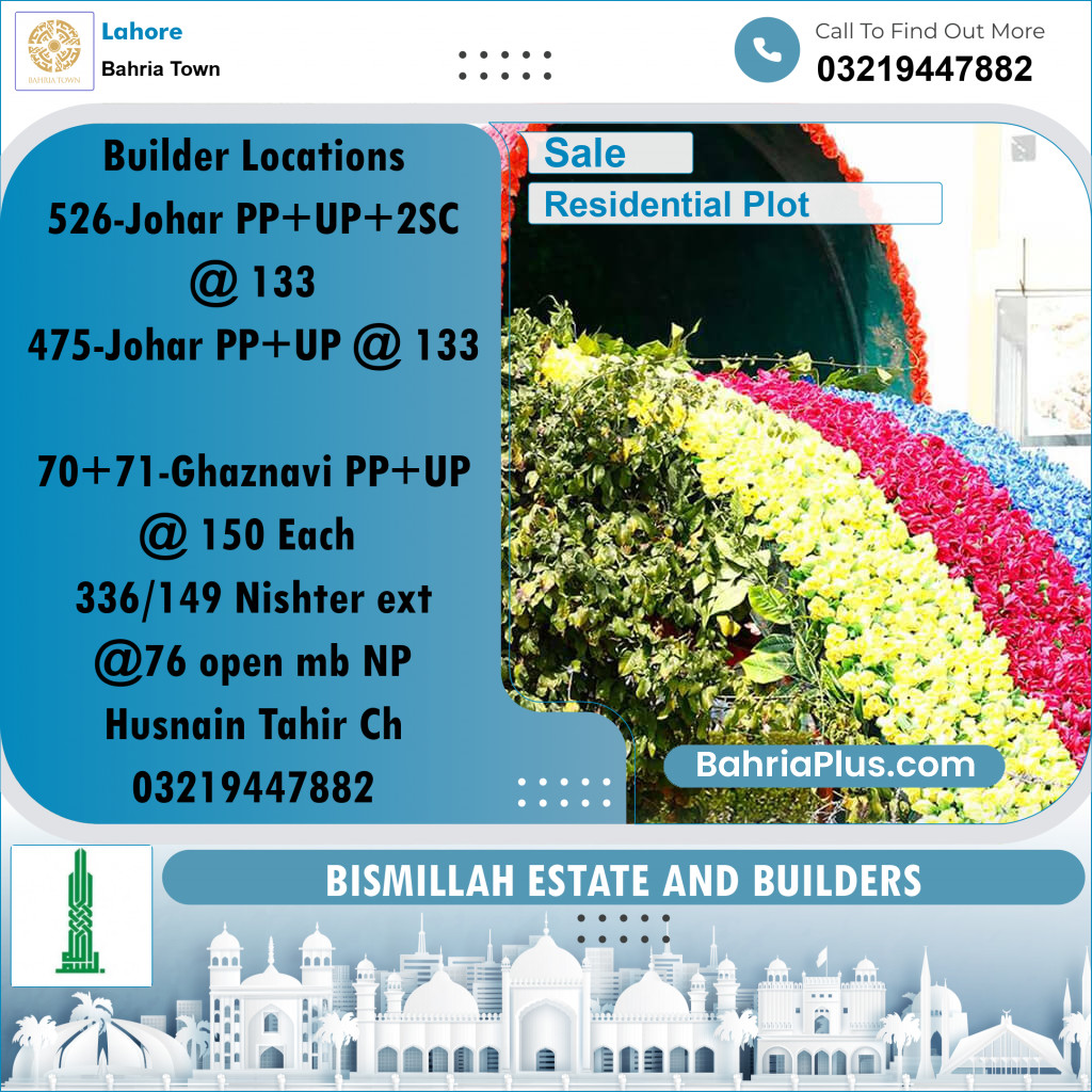 Residential Plot for Sale in Sector E - Johar Block -  Bahria Town, Lahore - (BP-158557)