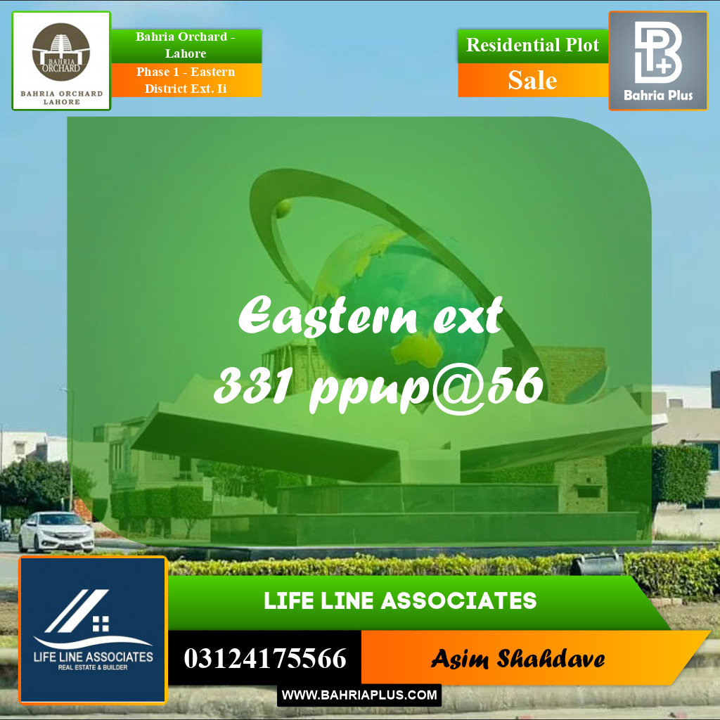 Residential Plot for Sale in Phase 1 - Eastern District Ext. II -  Bahria Orchard, Lahore - (BP-158564)