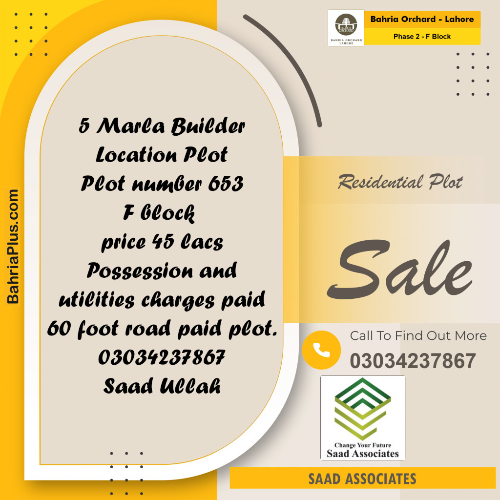 Residential Plot for Sale in Phase 2 - F Block -  Bahria Orchard, Lahore - (BP-158588)