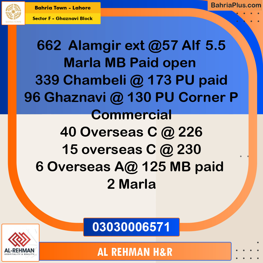 Residential Plot for Sale in Sector F - Ghaznavi Block -  Bahria Town, Lahore - (BP-158607)