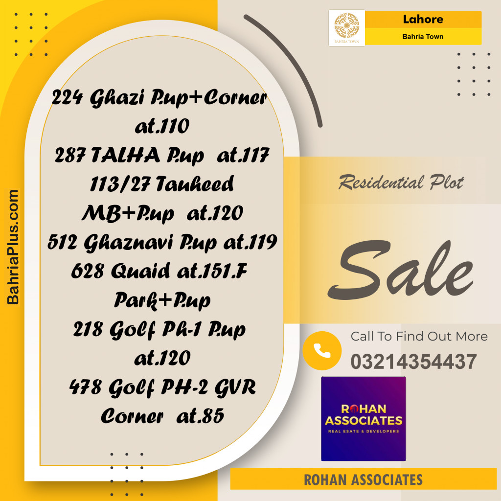 Residential Plot for Sale in Sector F - Ghazi Block -  Bahria Town, Lahore - (BP-158628)