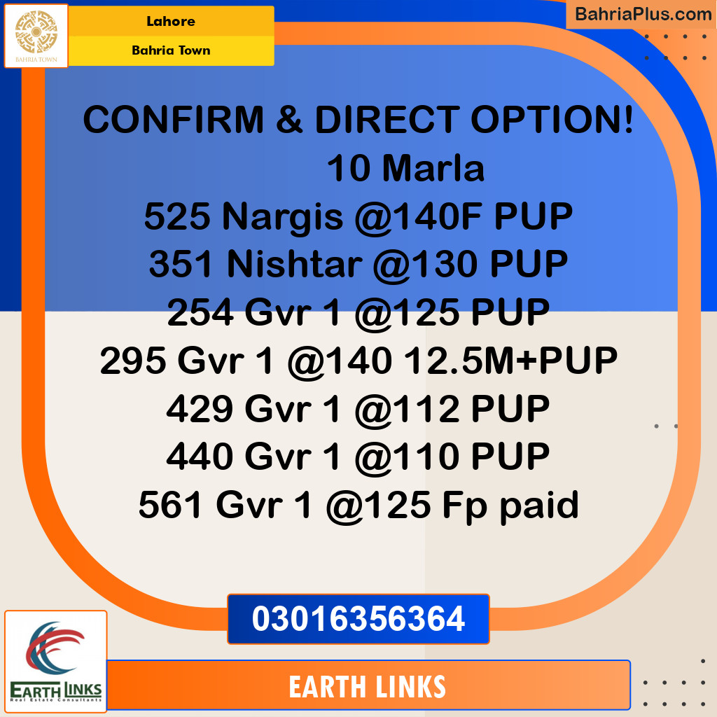 Residential Plot for Sale in Sector C - Nargis/Hussain Block -  Bahria Town, Lahore - (BP-158635)