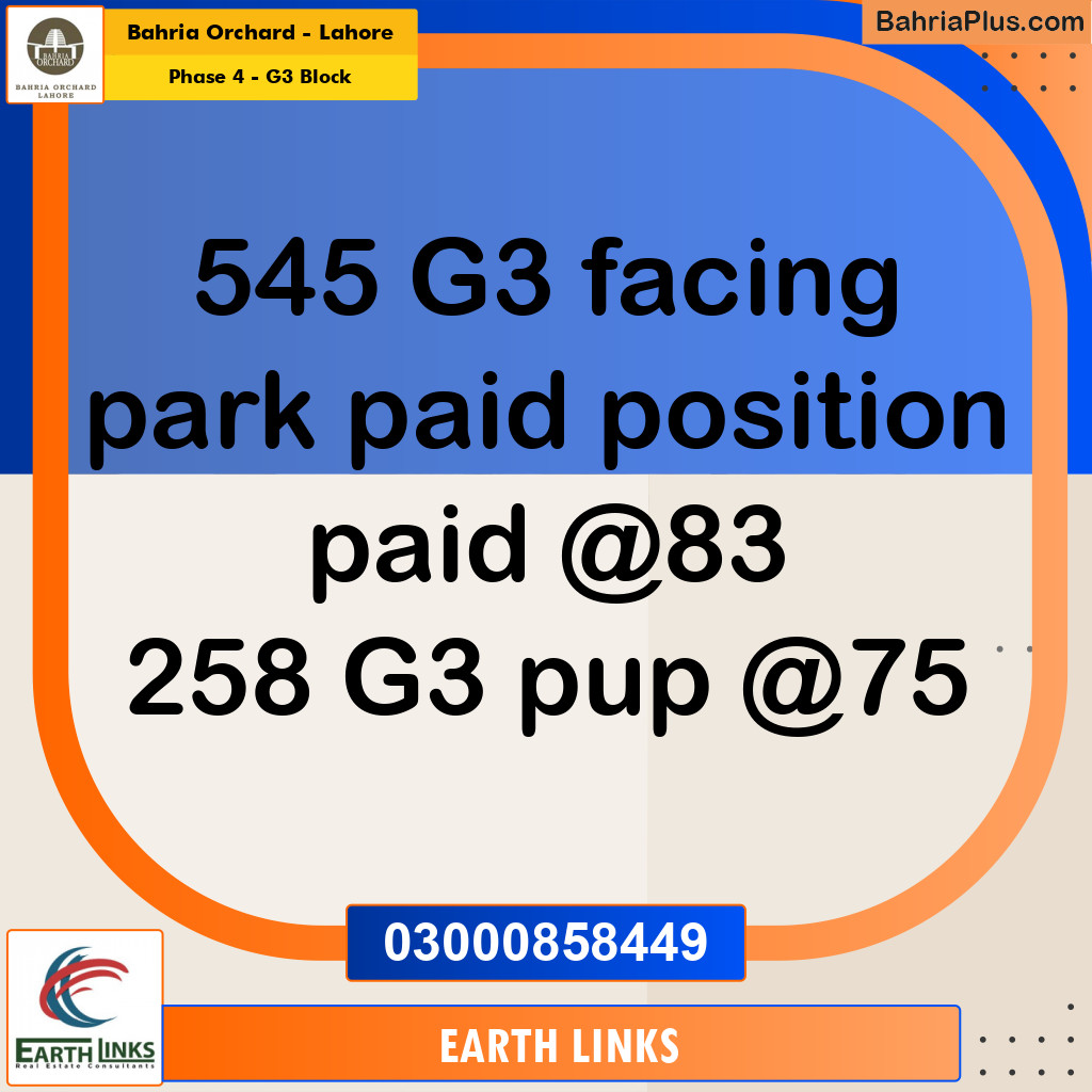 Residential Plot for Sale in Phase 4 - G3 Block -  Bahria Orchard, Lahore - (BP-158638)