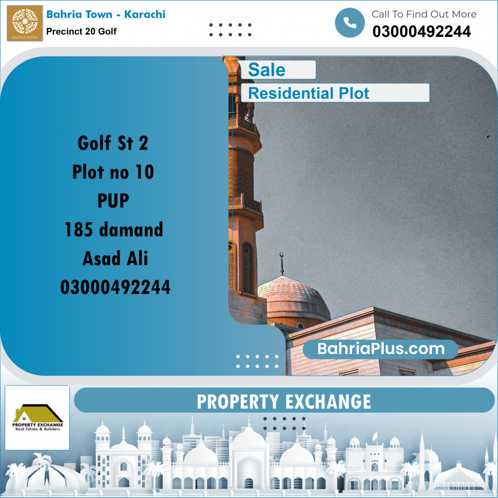 500 Sq. Yards Residential Plot for Sale in Precinct 20 Golf -  Bahria Town, Karachi - (BP-158645)