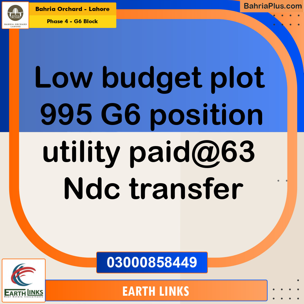 Residential Plot for Sale in Phase 4 - G6 Block -  Bahria Orchard, Lahore - (BP-158648)