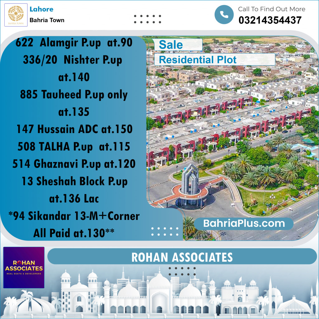 Residential Plot for Sale in Sector F - Alamgir Block -  Bahria Town, Lahore - (BP-158656)