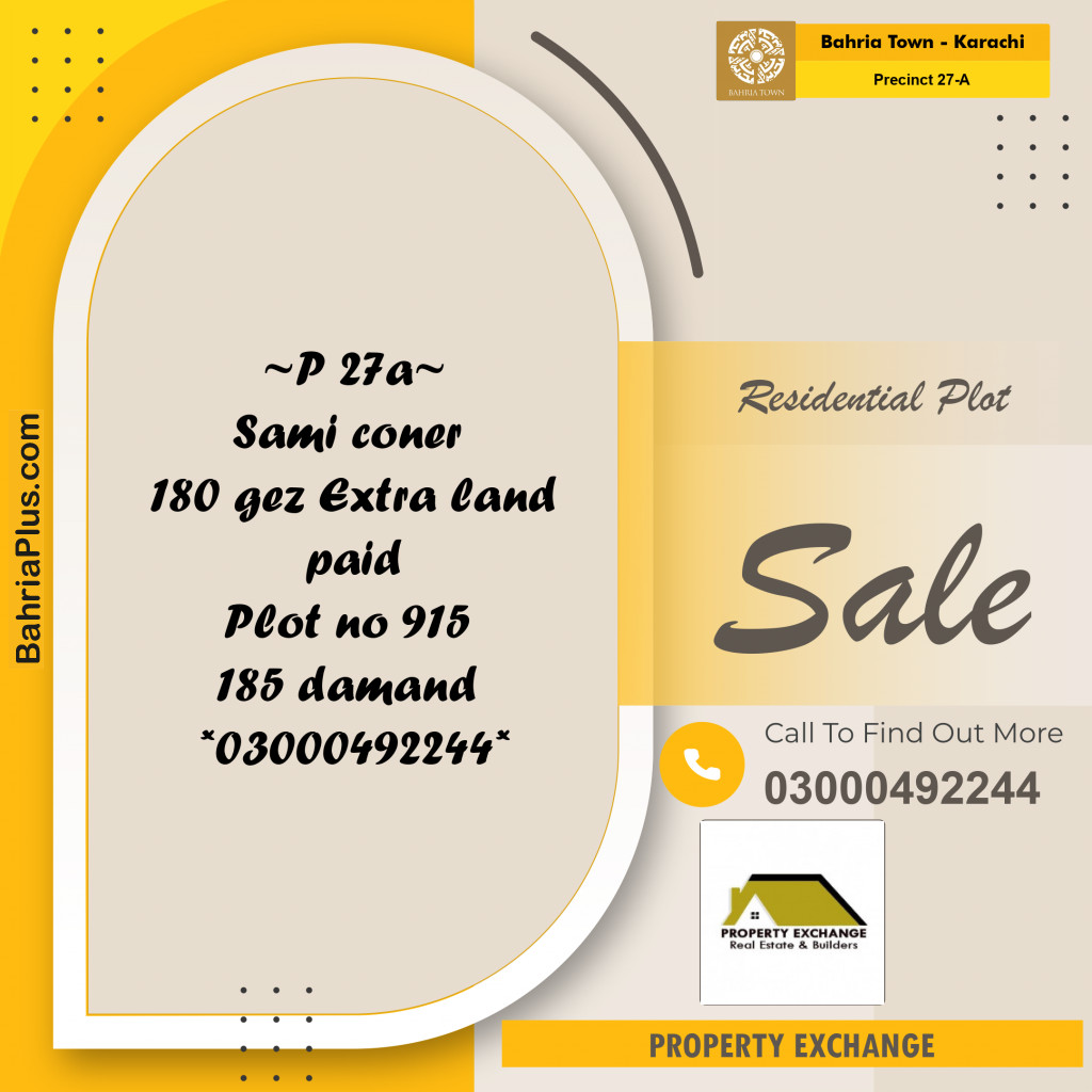 500 Sq. Yards Residential Plot for Sale in Precinct 27-A -  Bahria Town, Karachi - (BP-158663)