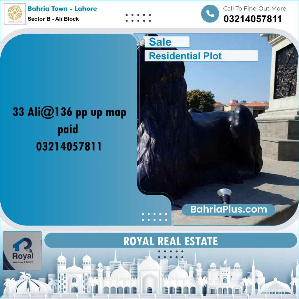 Residential Plot for Sale in Sector B - Ali Block -  Bahria Town, Lahore - (BP-158695)
