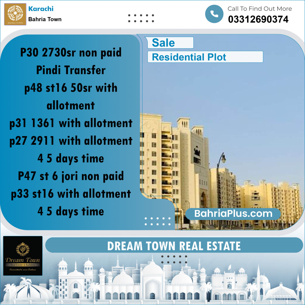 250 Sq. Yards Residential Plot for Sale in Precinct 30 -  Bahria Town, Karachi - (BP-158697)