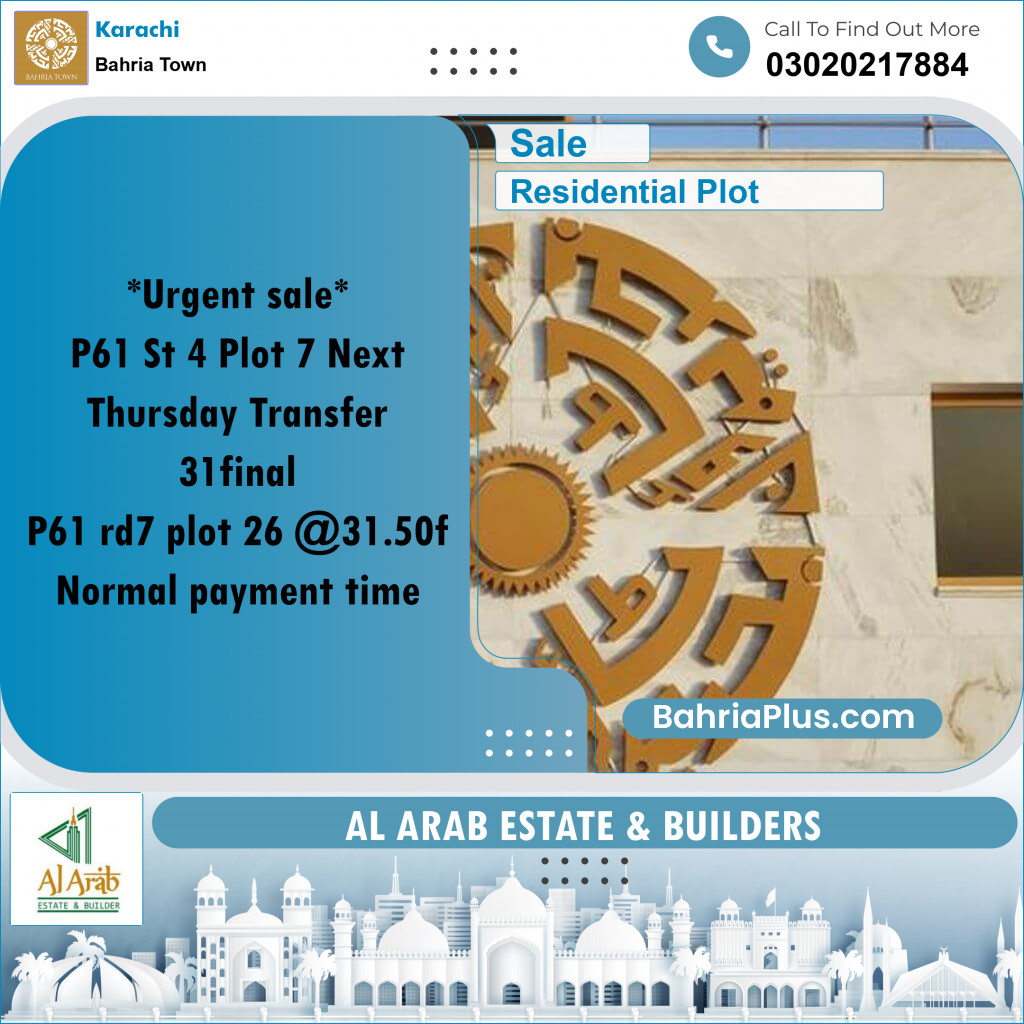 125 Sq. Yards Residential Plot for Sale in Precinct 61 -  Bahria Town, Karachi - (BP-158702)
