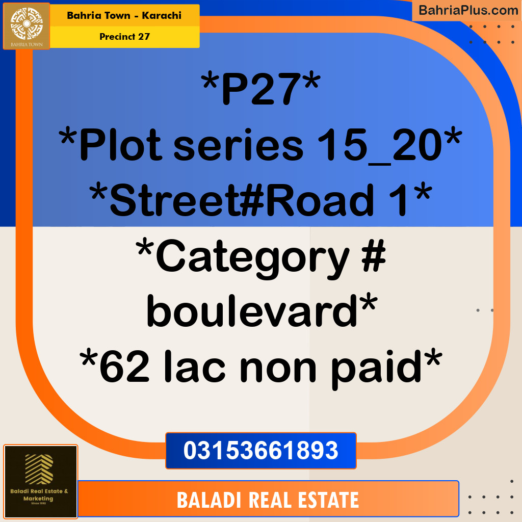 Residential Plot for Sale in Precinct 27 -  Bahria Town, Karachi - (BP-158761)