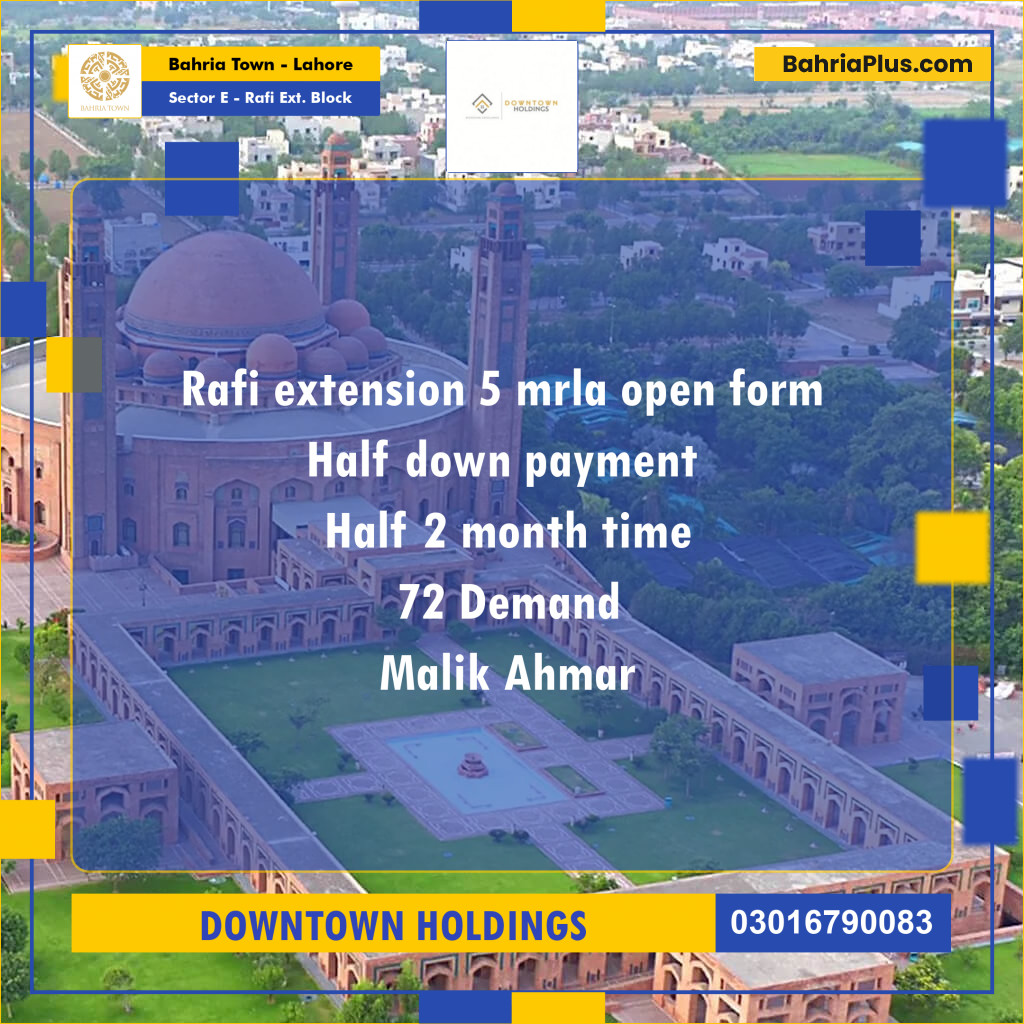 Residential Plot for Sale in Sector E - Rafi Ext. Block -  Bahria Town, Lahore - (BP-158763)
