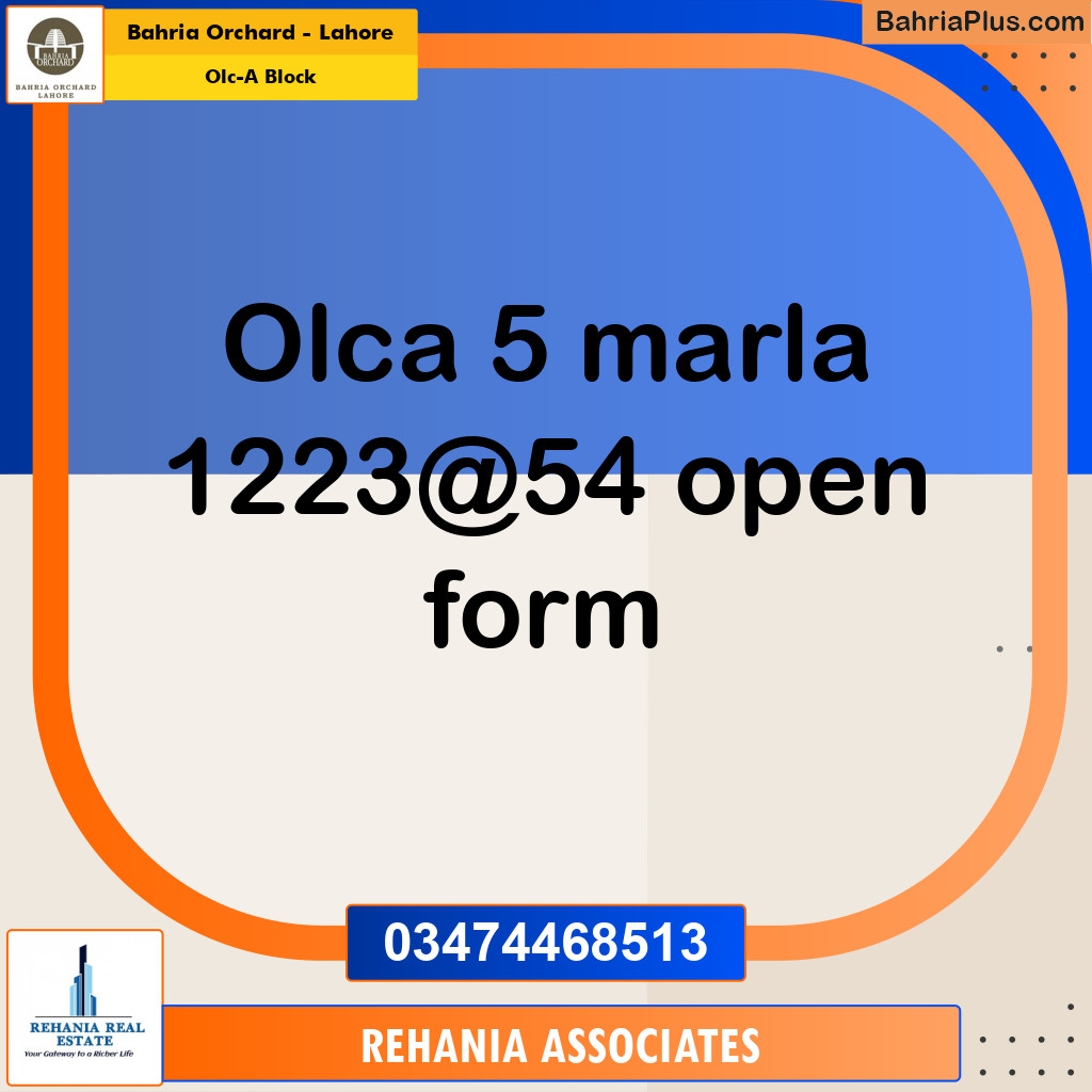 Residential Plot for Sale in OLC-A Block -  Bahria Orchard, Lahore - (BP-158767)