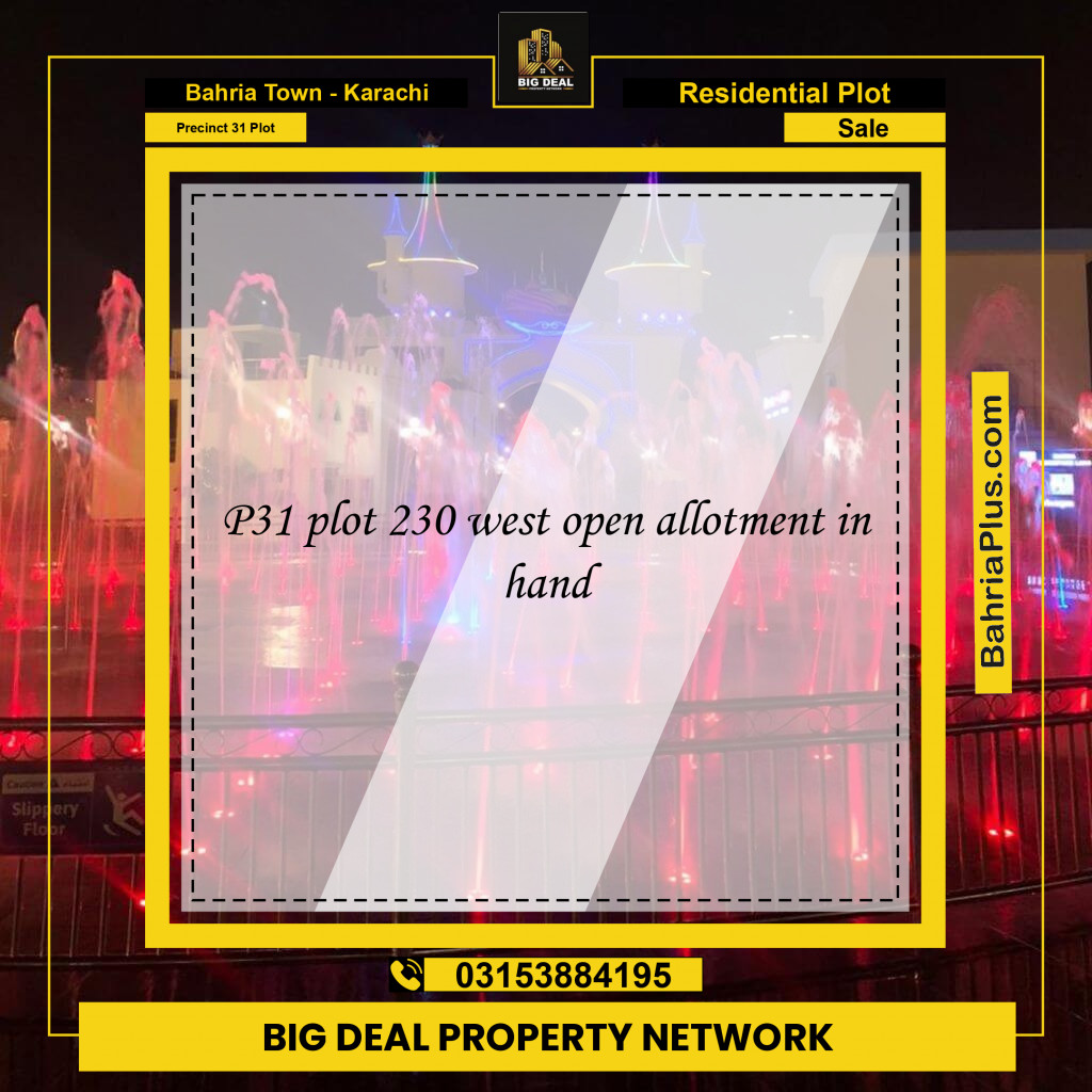 Residential Plot for Sale in Precinct 31 Plot -  Bahria Town, Karachi - (BP-158791)