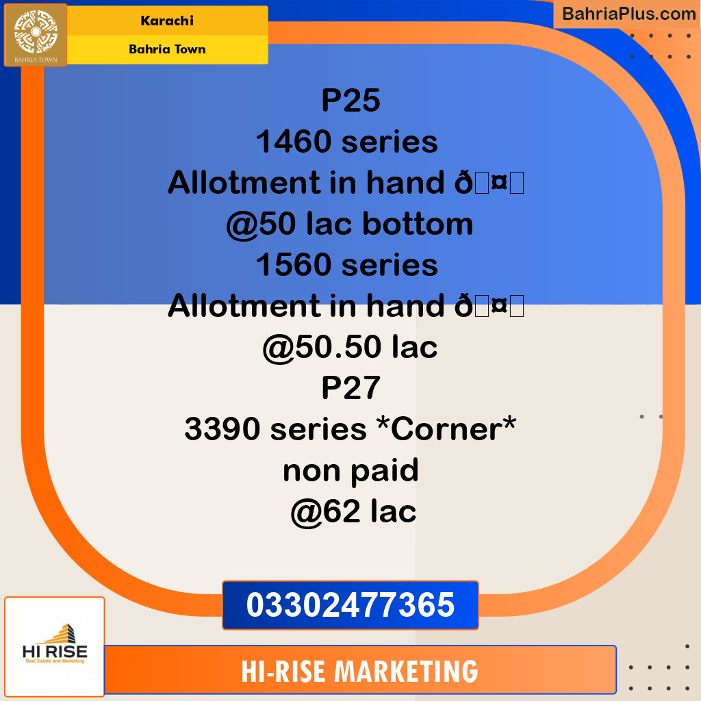 125 Sq. Yards Residential Plot for Sale in Precinct 25 -  Bahria Town, Karachi - (BP-158808)